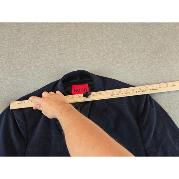 Hugo Boss Suit Jacket Mens 44R Navy Wool Blend Superflex Modern Blazer 2 Button - Picture 13 of 14